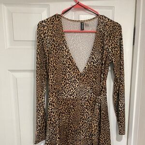 Cheetah Print Wrap Dress